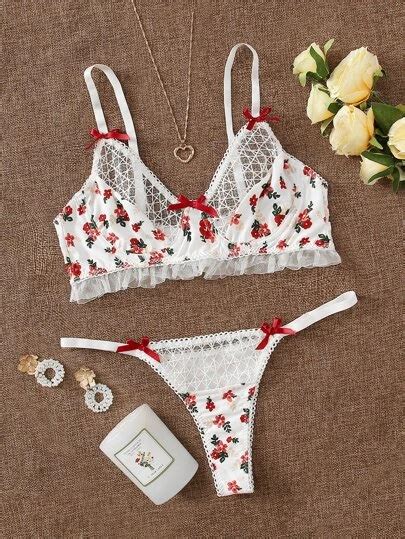 Embroidered Mesh Tie Side Lingerie Set Artofit