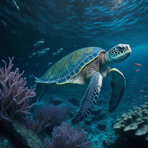 Hawaiian green sea turtle. stock photo. Image of animal - 277173304