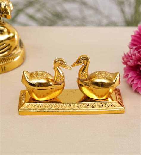 Buy Gold Metal Swan Shaped Haldi Kumkum Holder By Handicrafts Paradise