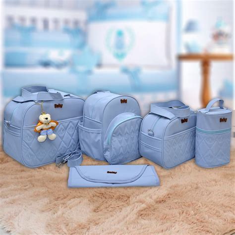 Kit Bolsa Mala Maternidade Beb Masculino Menino Luxo Pe As Baby