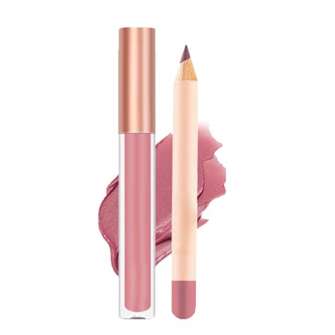 Nude Liquid Lipgloss Lip Liner Set Long Lasting Waterproof Lip Stain Highly Pigmented