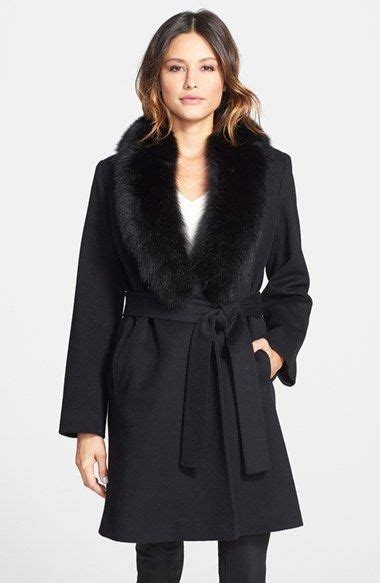 Fleurette Loro Piana Wool Wrap Coat With Genuine Fox Fur Collar