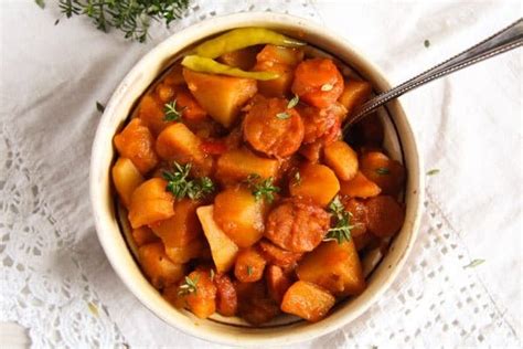 Easy Potato Stew With Sausages And Vegetables