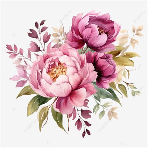 Elegant Watercolor Peony Flower Bouquet Peony Flower Watercolor Png