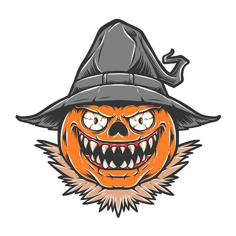 Ilustraci N De Cabeza De Calabaza De Halloween De Miedo Vector Gratis