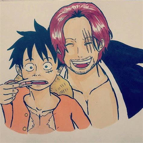 Shanks and Luffy #Shanks #Luffy #Onepiece #smile #copic #fanart # ...