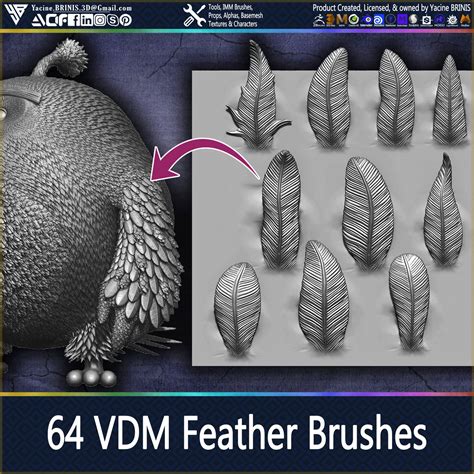 64 VDM Feather Brushes For ZBrush CGTrader