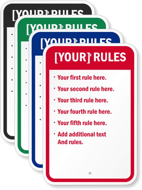 Custom Rules Signs | Personalize your Rules