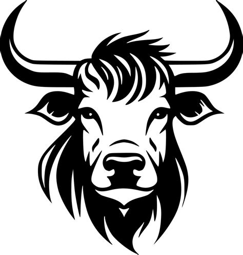 Highland Cow, Black and White Vector illustration 24569117 Vector Art ...