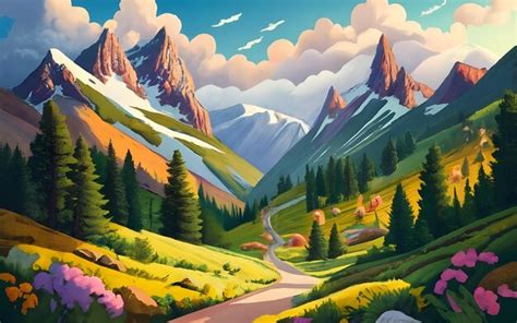 Premium Photo | Mountain Landscape Painting