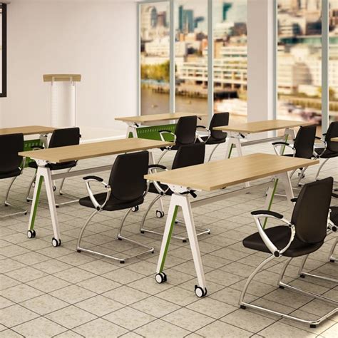 Adjustable Metal Movable Conference Desk Office Folding Table with wheels