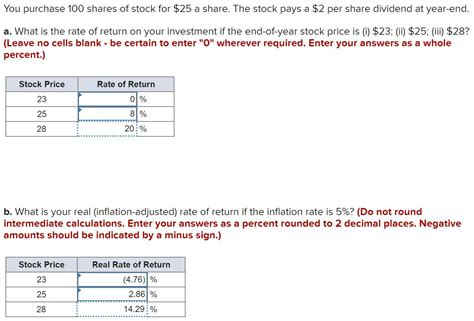 Solved You Purchase 100 Shares Of Stock For 25 A Share The Chegg