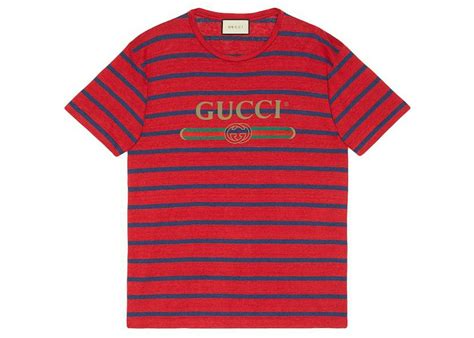 Gucci Logo Striped T-shirt Red