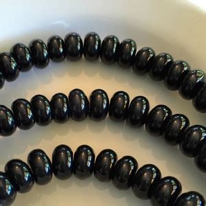 Black Onyx Gemstone Beads 8mm Smooth Rondell 15 Strand