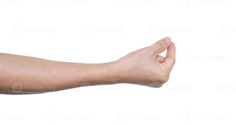 Man Hand To Hold Something Isolated On White Background With Clipping