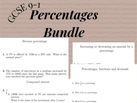 GCSE 9 1 Percentages Bundle Teaching Resources