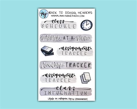 Back To School Headers Stickers For Planners Journals And Organizers