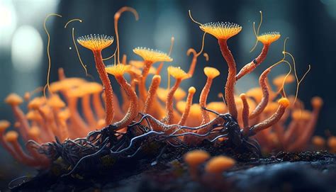 Premium AI Image | Macro photo of cordyceps fungi mycology