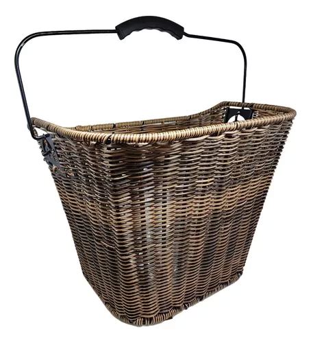 Cesta Delantera Extra Ble De Mimbre Marr N Oscuro Retro Para Bicicleta