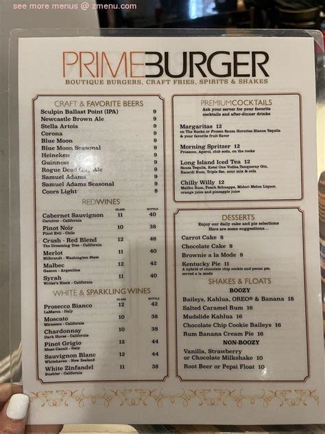 Online Menu of Primeburger Restaurant, Las Vegas, Nevada, 89109 - Zmenu