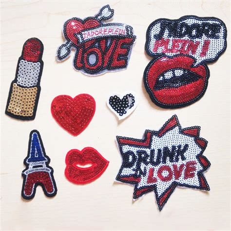 Logo Customized Sequin Clothes Patches Iron On Embroidered Sequin