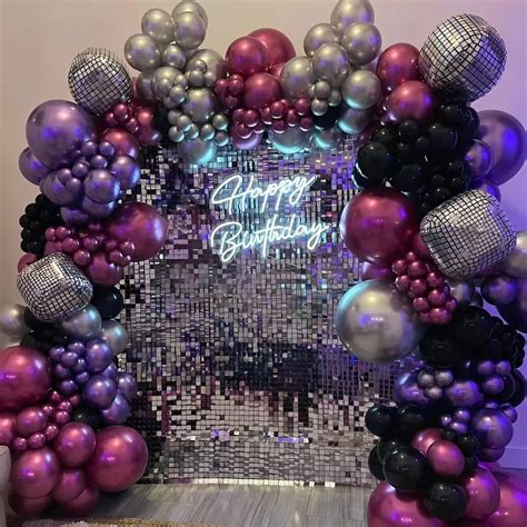 Amazon 148 Pcs Disco Ball Balloons Arch Garland Kit Purple Hot