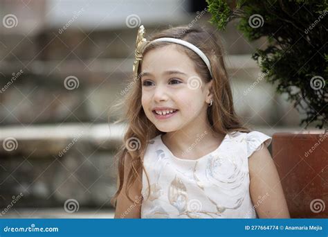 Sweet Six Years Old Blonde Girl Outdoors Stock Photo Image Of Caucasian Face