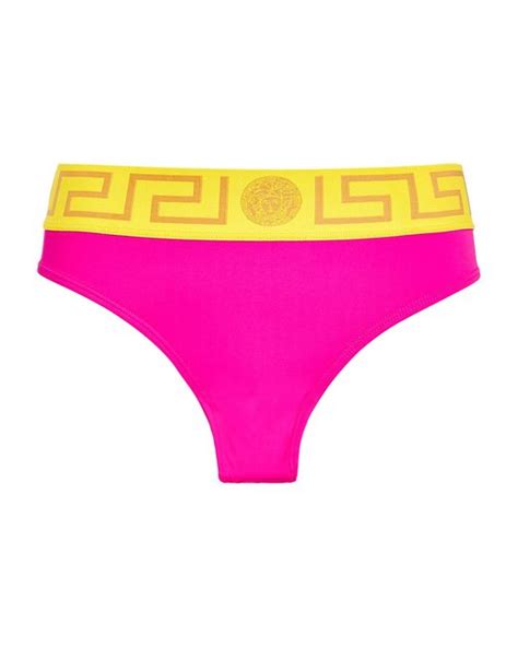 Versace Synthetic Greca Border Triangle Bikini Bottoms In Pink Lyst Uk