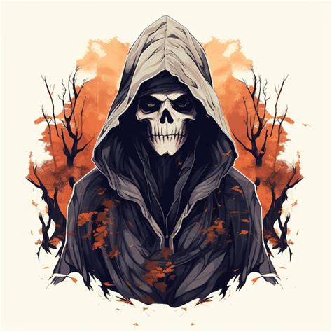 Premium Ai Image Illustration Of Grim Reaper Surrealism Hooded Figure