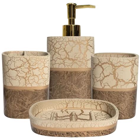 Sweet Home Parker Poly Resin Bath Accessory Collection 4 Piece Bathroom Set