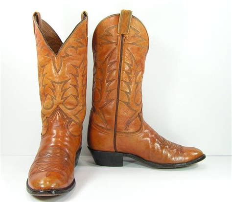 Vintage Cowboy Boots Mens D Brown Tony Lama Black Label Cowboy Boots