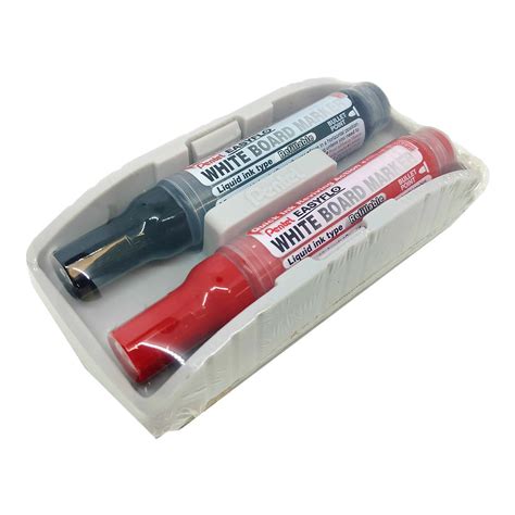 Easyflo Refillable Whiteboard Marker Bullet Point Eraser Set Black Red