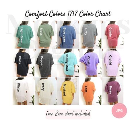 Comfort Colors Color Chart Comfort Colors Size Chart Color