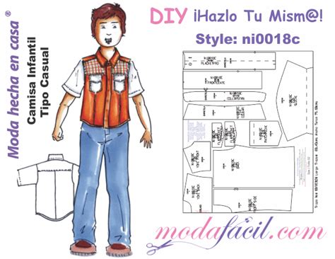 Moldes De Camisa Infantil Y Juvenil Tipo Casual Modafacil Diy