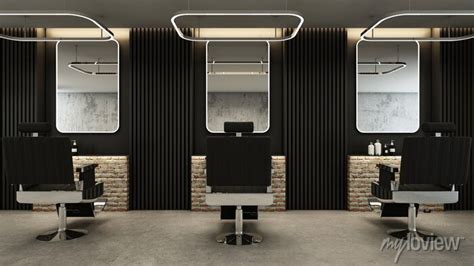 Barber Shop Modern And Loft Designblack Metal Slatbrickconcrete Wall Mural • Murals White