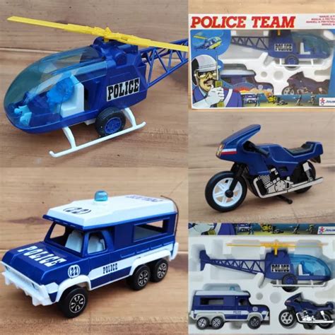 JOUSTRA COFFRET POLICE TEAM Camion Hélicoptère Moto Collection Jouet