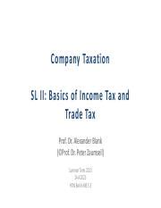 Company Taxation SL II Basics Of Income And Trade Tax ST 23 Pdf