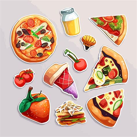 Premium Vector Food Sticker Set Vector