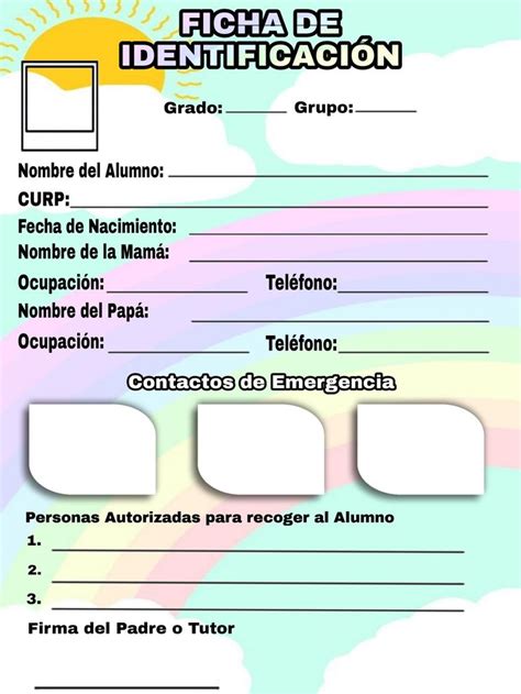 Ficha De Identificaci N K Nder Carpeta Del Profesor Informaci N Del