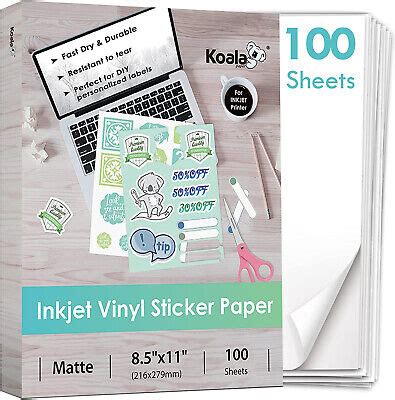 Pk Koala Printable Vinyl Sticker Paper Waterproof Matte White