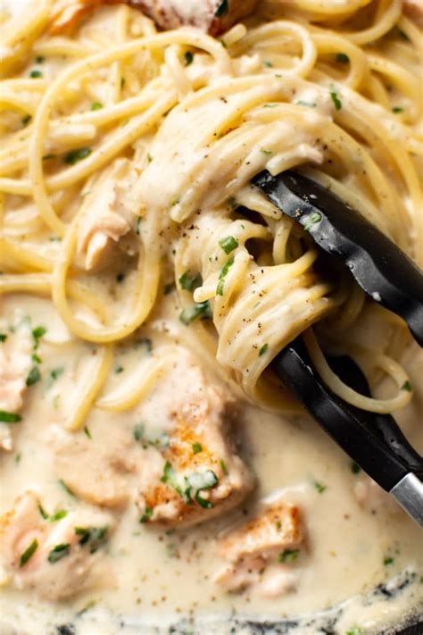 Salmon Pasta With A Creamy Garlic Sauce Salt Lavender