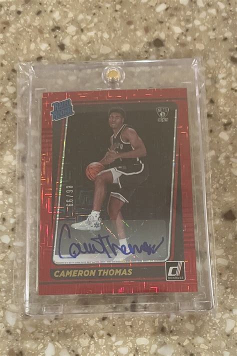 Cameron Thomas 21 22 Panini Donruss Rated Rookie RC Auto Red Mojo 99