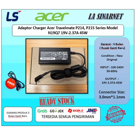 Promo Adaptor Charger Acer Travelmate P P Series Model N Q V