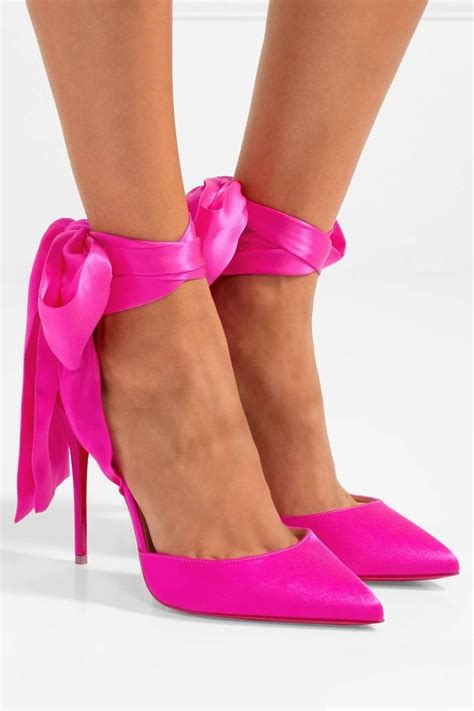 Christian Louboutin New Hot Pink Satin Bow Evening Sandals Pumps Heels