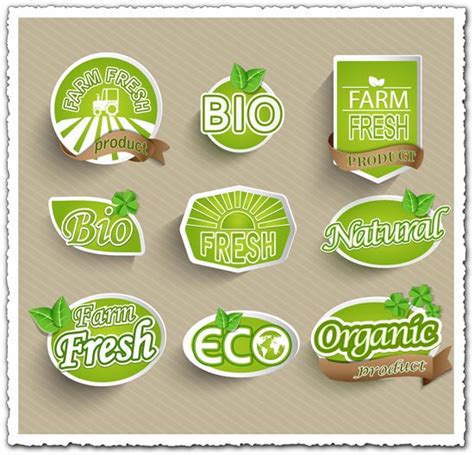 Organic food eco-labeling vector