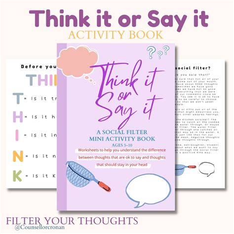 Think It Or Say It Worksheets Social Filter Activities Etsy