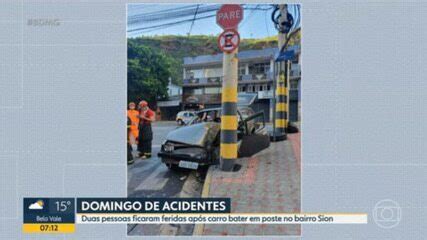 Domingo De Acidentes Em Bh Carro Bate Em Poste E Duas Pessoas Ficam