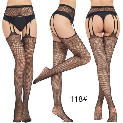Bas mis bas Lingerie Sexy pour femmes bas érotiques maille entrejambe ouvert culotte en