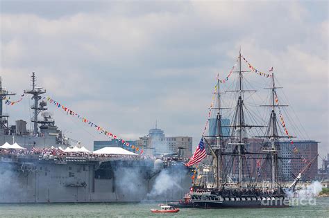 Uss Constitution Salutes Uss Wasp Photograph By Susan Cole Kelly Fine