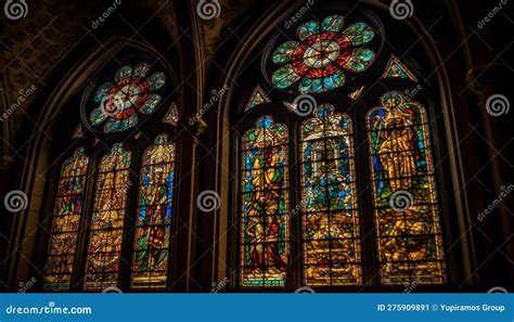 Stained Glass Illuminates Gothic Chapel Ancient History Generated By Ai